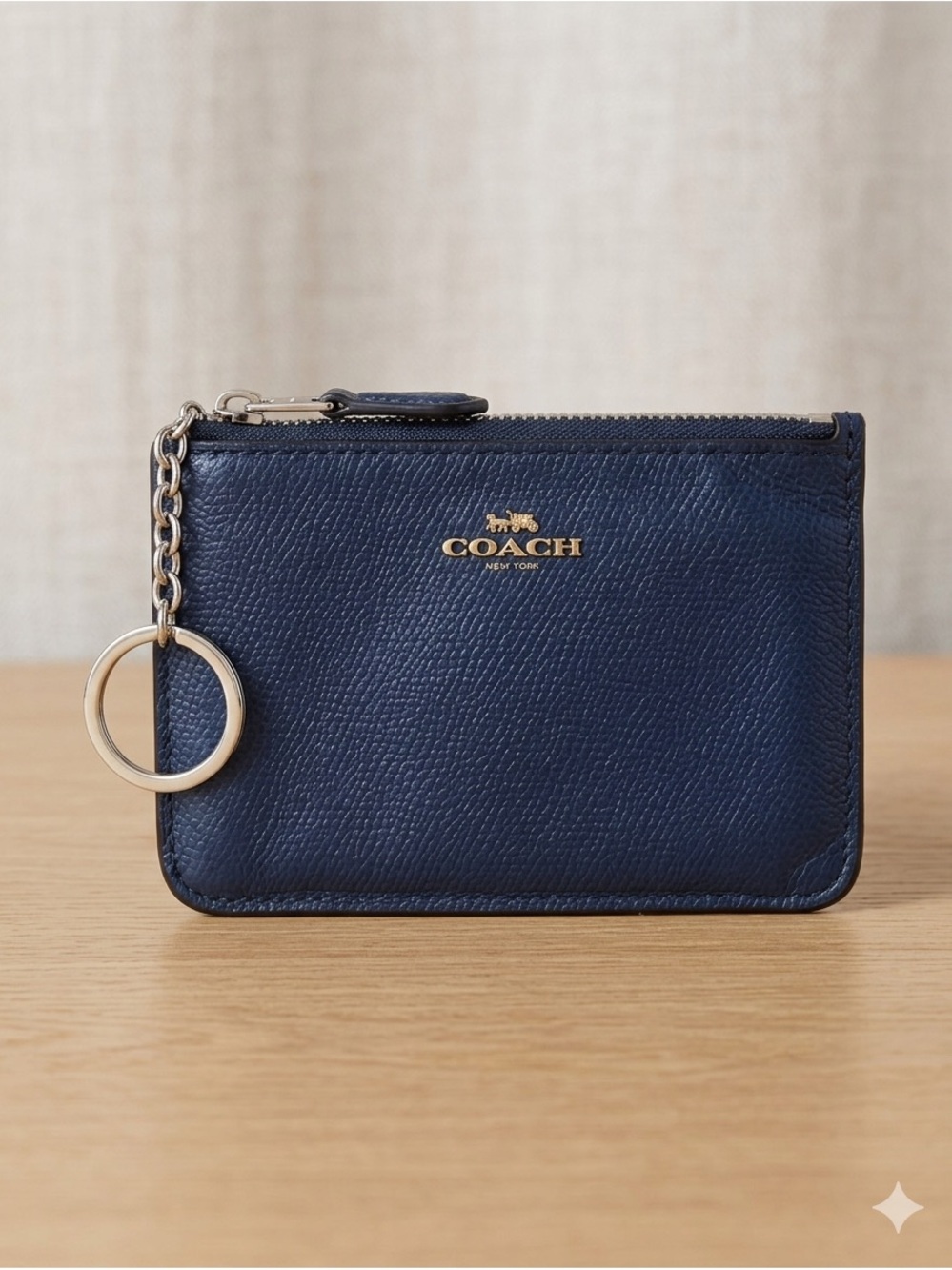 Coach EUC Navy Blue Pebbled
Leather Mini Skinny ID Case /
Keychain Wallet